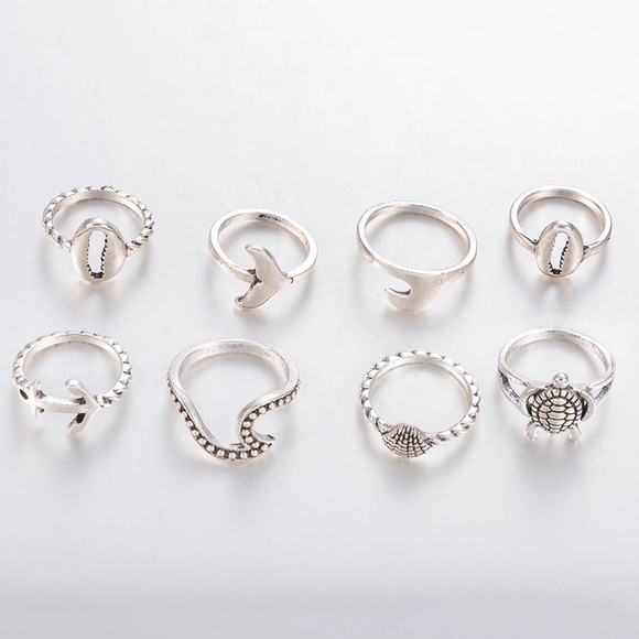 🌊New Set Of 8Pcs Silver Coated Stackable Rings🌊 - Picture 6 of 7